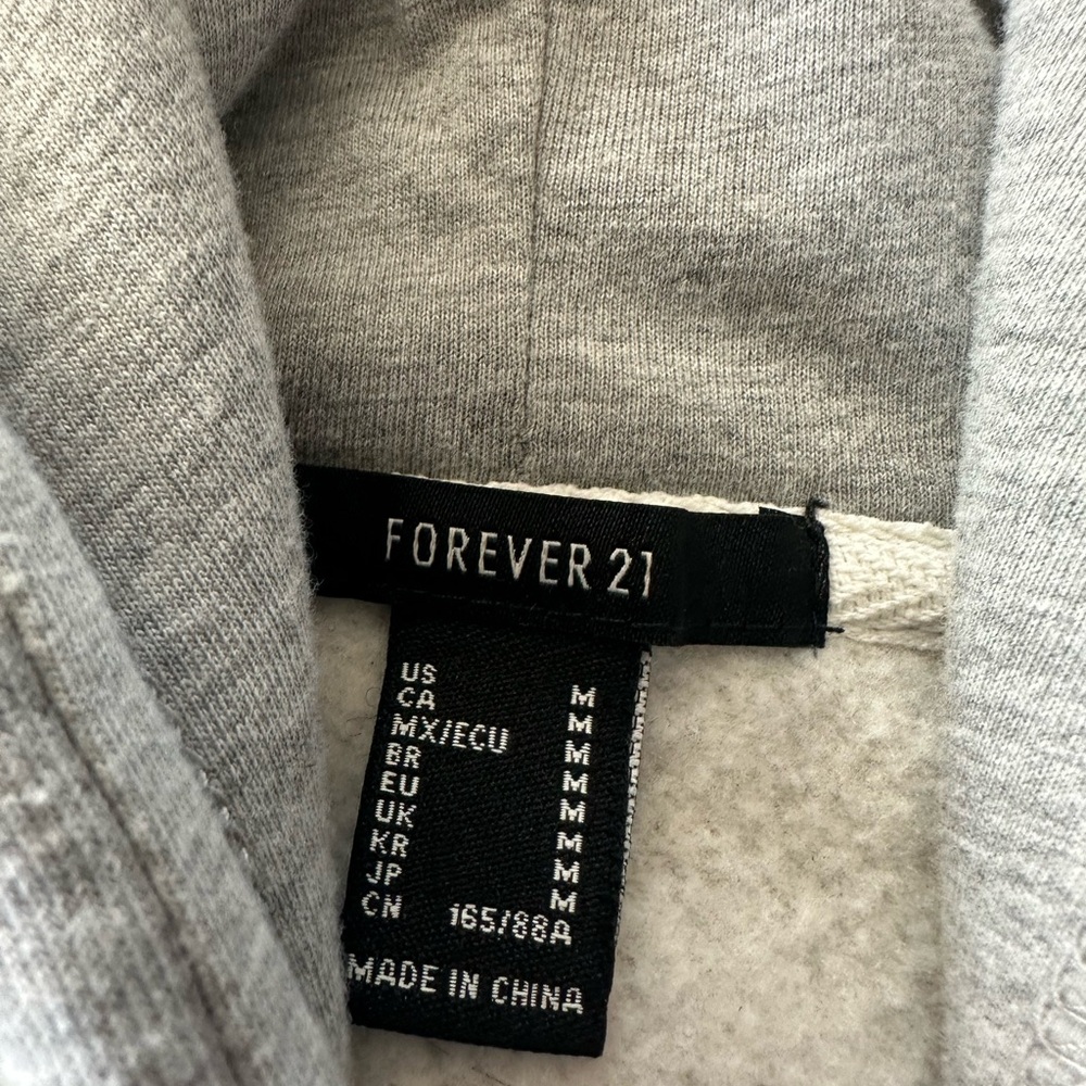 Grey crop top zipper front hoodie - Picture 2 of 5